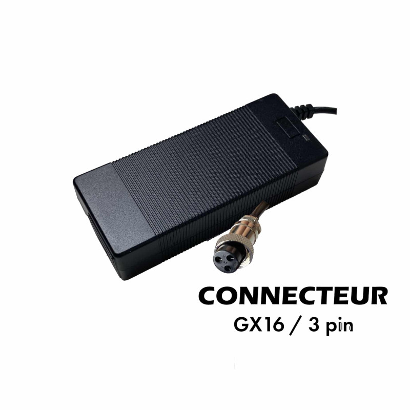 Chargeur 36V ➡️ 42V / 2A (connecteur GX16-3p)